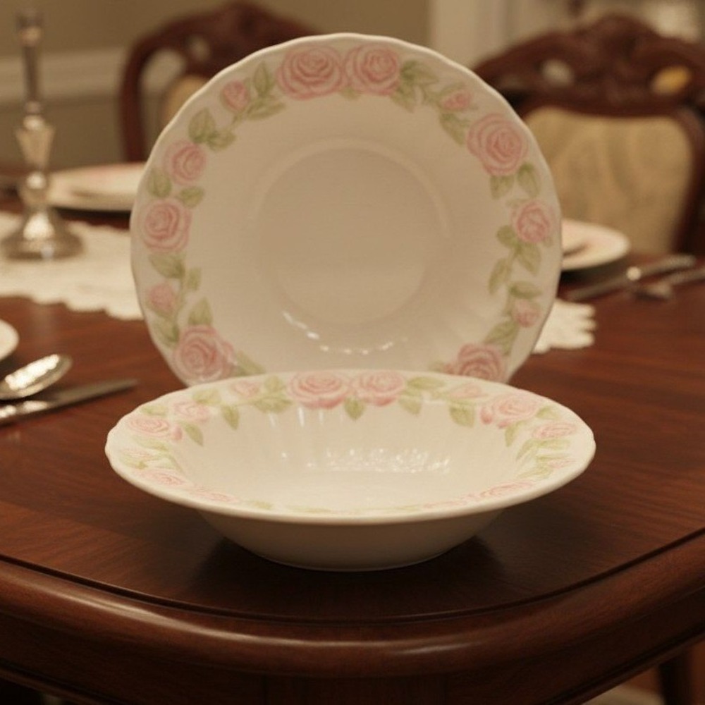 Metlox Vernon Ware Vernon Rose Pink 9" Round VEGETABLE SERVING BOWLS 2